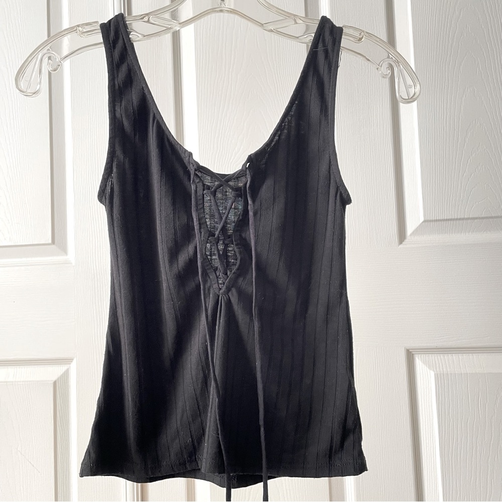 Urban outfitters XS black lace up front tank top